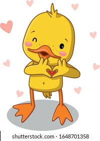 un pato lindo le da amor. vectorial. ilustración 
