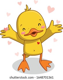 un pato lindo le da amor. vectorial. ilustración 