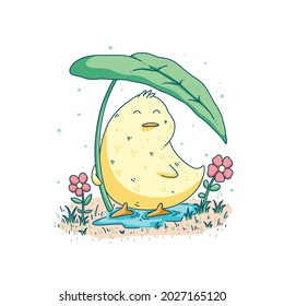 cute duckling hand-drawn illustration design vector