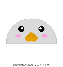 cute duckling vector, cartoon duckling face, drawing duckling face easy and simple full color with isolated background