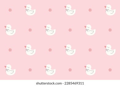 Cute ducklings seamless pattern design. Vector illustration. 