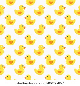 cute ducks seamless pattern isolated on white background. vector Illustration.