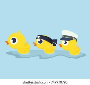 Cute Ducks swim