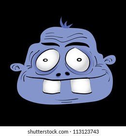 Cute dumb monster head, illustration