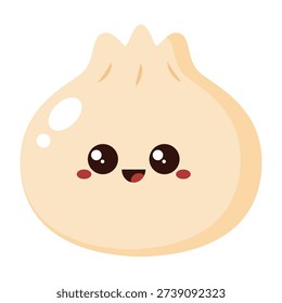 Cute dumpling bao bun character cartoon icon isolated on transparent background.