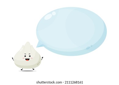Cute dumpling character with bubble speech