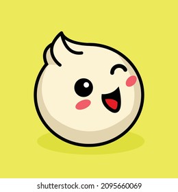 cute dumpling character food character vector with cheerful smile