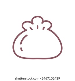 Cute dumpling icon. Hand drawn illustration of a dim sum isolated on a white background. Kawaii sticker. Vector 10 EPS.