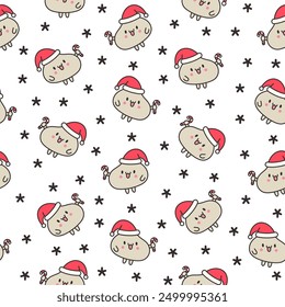 Cute dumplings characters with different facial expressions. Seamless pattern. Chinese food. Hand drawn style. Vector drawing. Design ornaments.