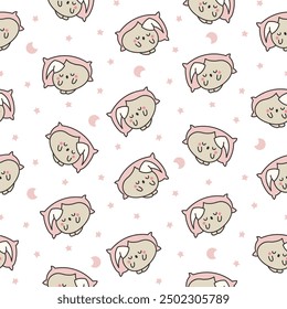 Cute dumplings characters with different facial expressions. Seamless pattern. Chinese food. Hand drawn style. Vector drawing. Design ornaments.