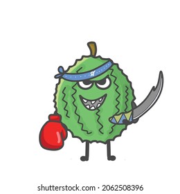 Cute Durian  Activity Character Flat Cartoon Vector Design Illustration