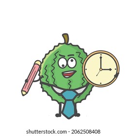 Cute Durian  Activity Character Flat Cartoon Vector Design Illustration