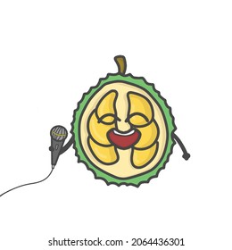 Cute Durian  Activity Character Flat Cartoon Vector Design Illustration