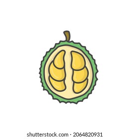 Cute Durian  Activity Character Flat Cartoon Vector Design Illustration