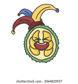Cute Durian  Activity Character Flat Cartoon Vector Design Illustration