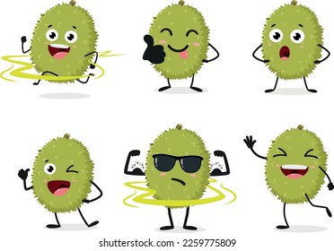 Cute durian cartoon, with different expressions