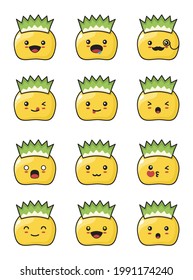 cute durian cartoon. with different facial expressions isolated on a white background