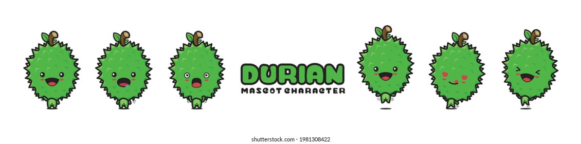 cute durian cartoon mascot with different poses
