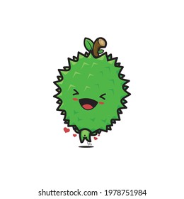 cute durian cartoon mascot isolated on white background