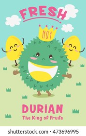 Cute Durian Cartoon/ Mascot Vector Design