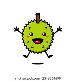 Cute Durian Fruit Cartoon Character Premium Vector