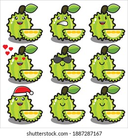 cute durian mascot collection vector design eps 10 on white background