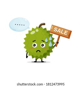 Cute durian mascot with the sales sign