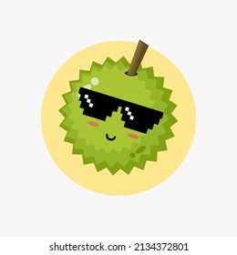 Cute durian wearing pixel glasses