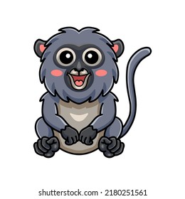 Cute dusky leaf monkey cartoon sitting