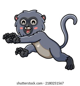 Cute dusky leaf monkey cartoon walking