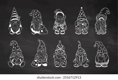 Cute dwarf chalkboard collection with unique festive characters and elements