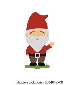 Cute dwarf character wearing santa costume vector illustration.