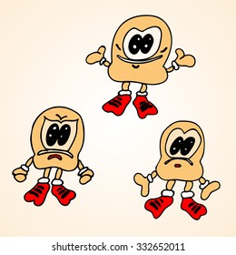 Cute dwarf. Emotions: joy, sadness, anger. Cartoon character. 