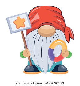 Nette Zwerg flache Zeichen Symbole