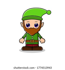 Cute Dwarf Mascot Character. Vector cartoon illustration design. Isolated on white background.
