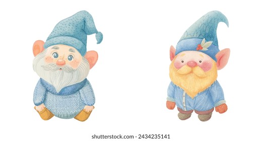 cute dwarf watercolour vector illustration 