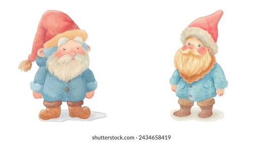cute dwarf watercolour vector illustration 