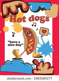 Nette dynamische stilisierte Hotdogs Design-Vorlage