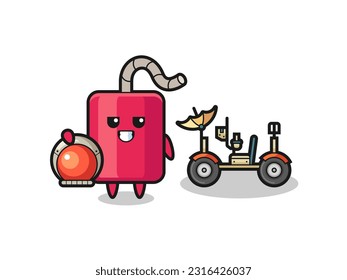 la adorable dinamita como astronauta con un resplandor lunar, diseño de estilo lindo para camiseta, pegatina, elemento logo