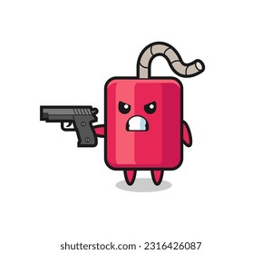 the cute dynamite character shoot with a gun , cute style design for t shirt, sticker, logo element