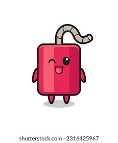 cute dynamite character in sweet expression while sticking out her tongue , cute style design for t shirt, sticker, logo element