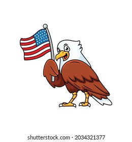 süßer Adler mit amerikanischem Flaggencartoon