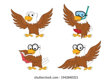 cute eagle animal cartoon, simple vector illustration