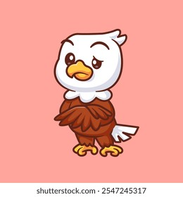 Ilustración de icono de Vector de dibujos animados de pájaro águila linda. Animal 
Concepto de icono de Naturaleza Vector de Premium aislado. Caricatura plana 
Estilo