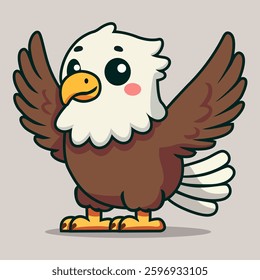 cute eagle bird cartoon character flat color vector illustration template design