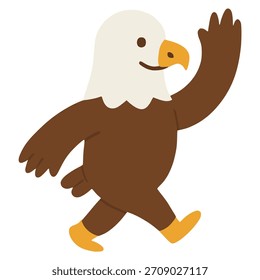 cute eagle bird standing animal hand drawn flat color vector illustration template design