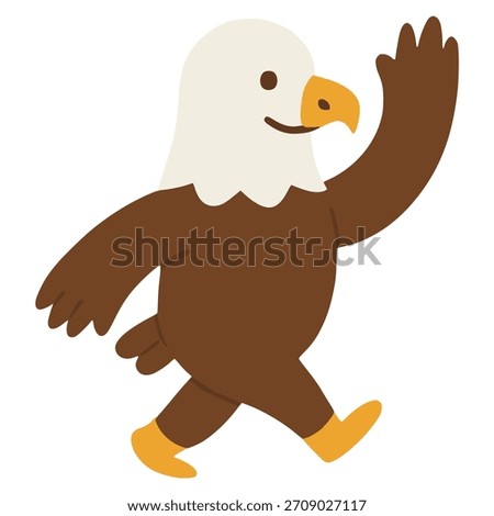 cute eagle bird standing animal hand drawn flat color vector illustration template design