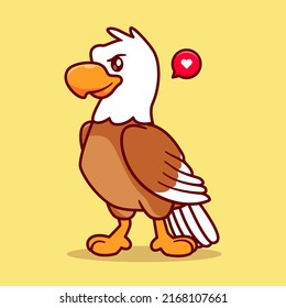 Cute Eagle Bird Standing Cartoon Vector Icon Illustration. Animal Nature Icon Concept Isolated Premium Vector. Flat Cartoon Style