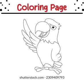 Cute Eagle cartoon colorear la página de ilustración vector. Para los niños coloreando el libro.