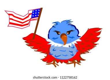 
Cute Eagle cartoon holding American flag vector illustration. Symbol of 4th of July, the Day of American Independence,USA Happy Independence Day 
